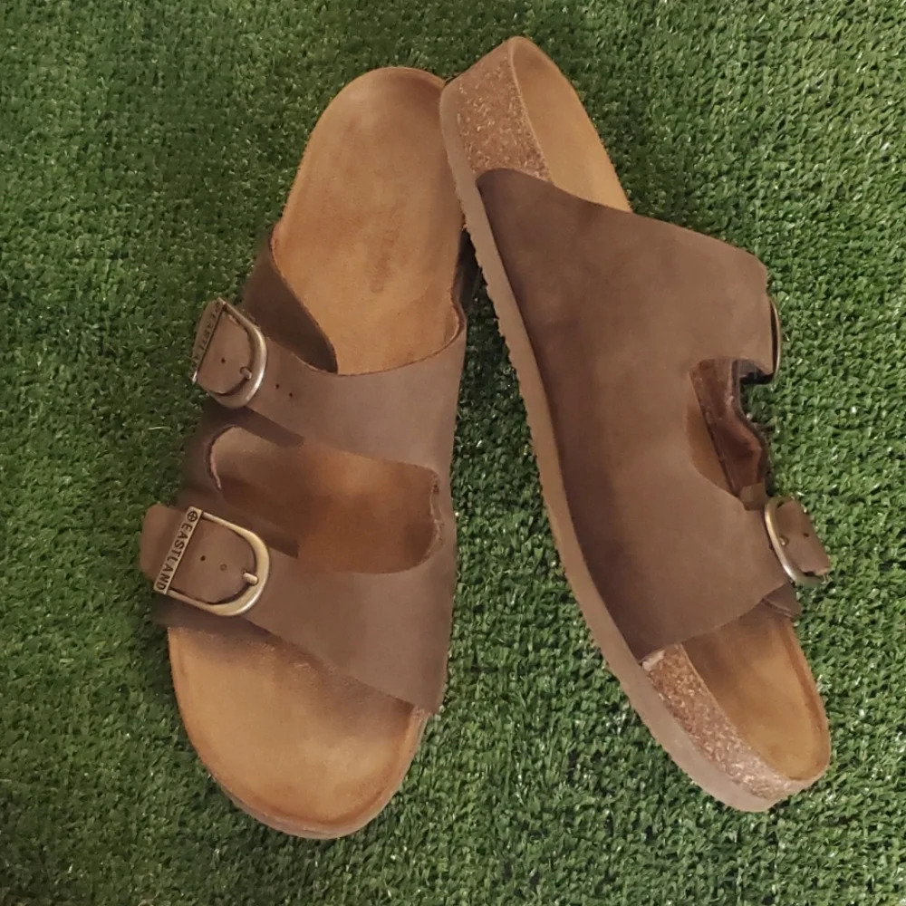 Mens Eastland Cambridge Leather Upper Slip on Sandals with Adjustable Straps 10D